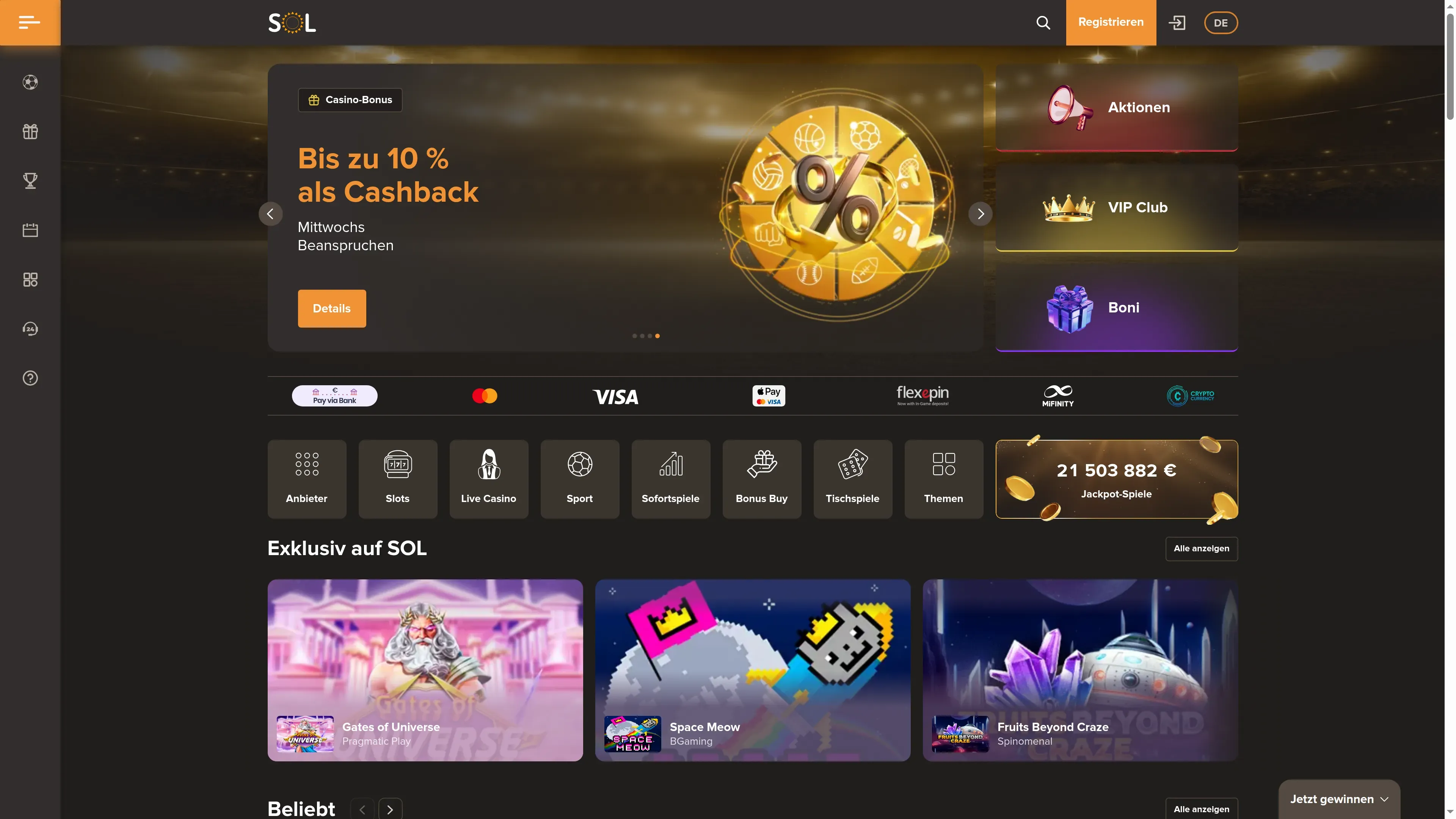 Desktop homepage
