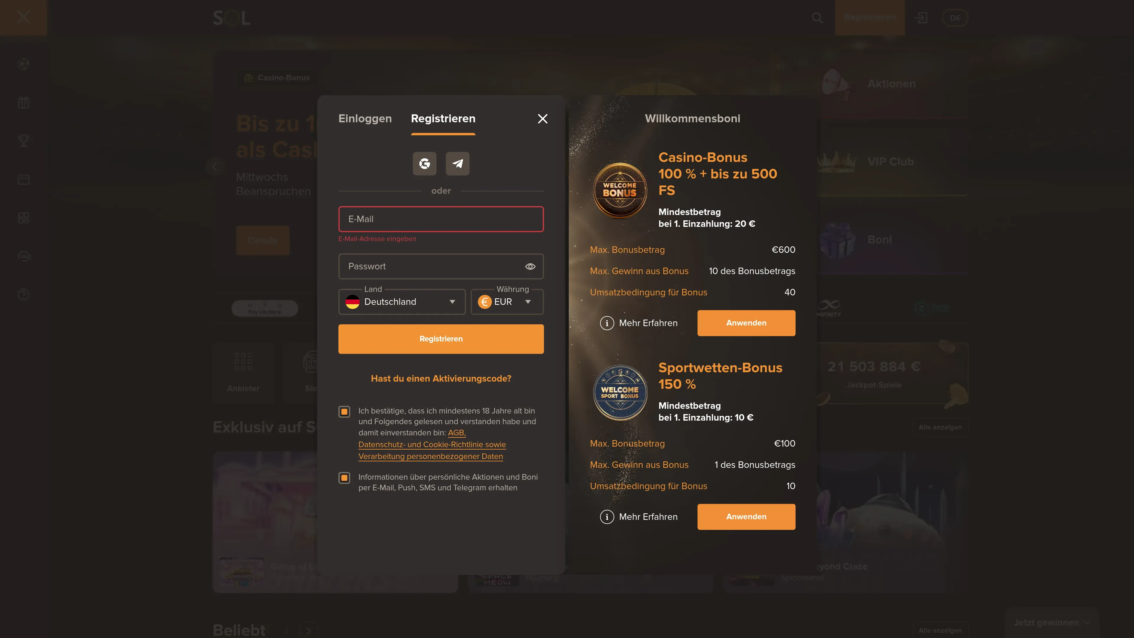 Desktop registration
