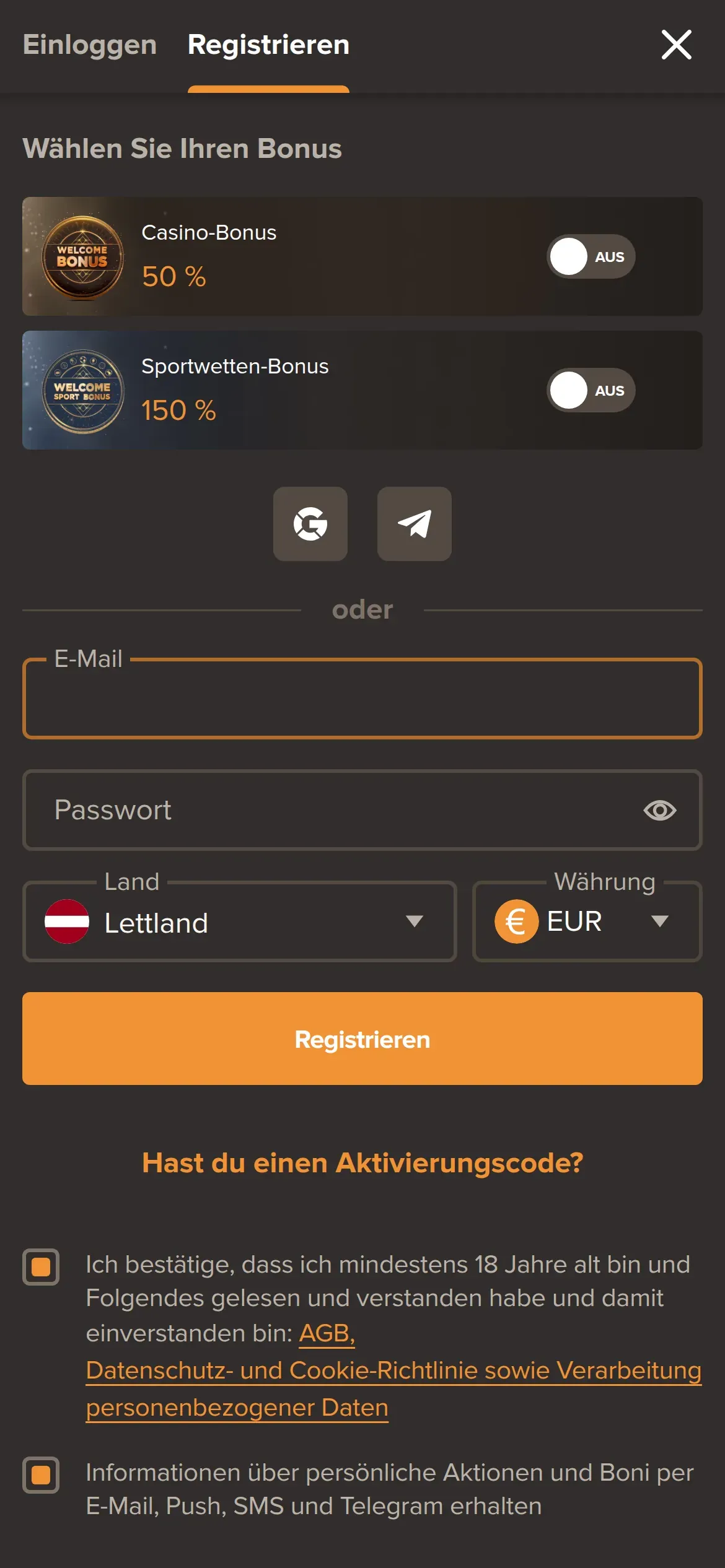 Mobile homepage
